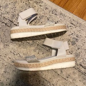 Grey snake print platform sandals